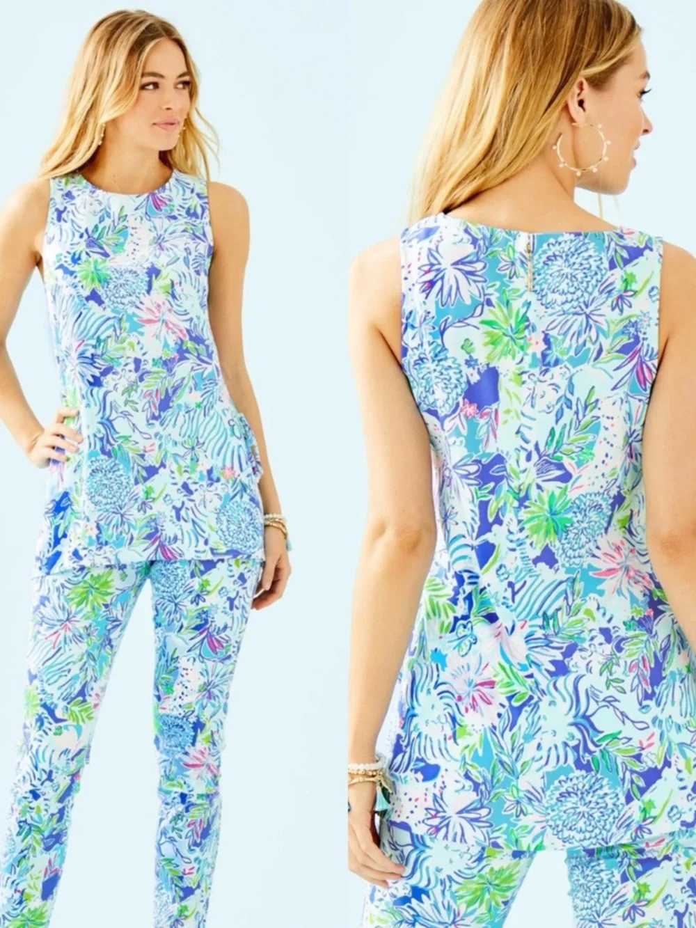 NWT Lilly Pulitzer Donna Top Coastal Blue Lion Sea Print Size M - Picture 12 of 12